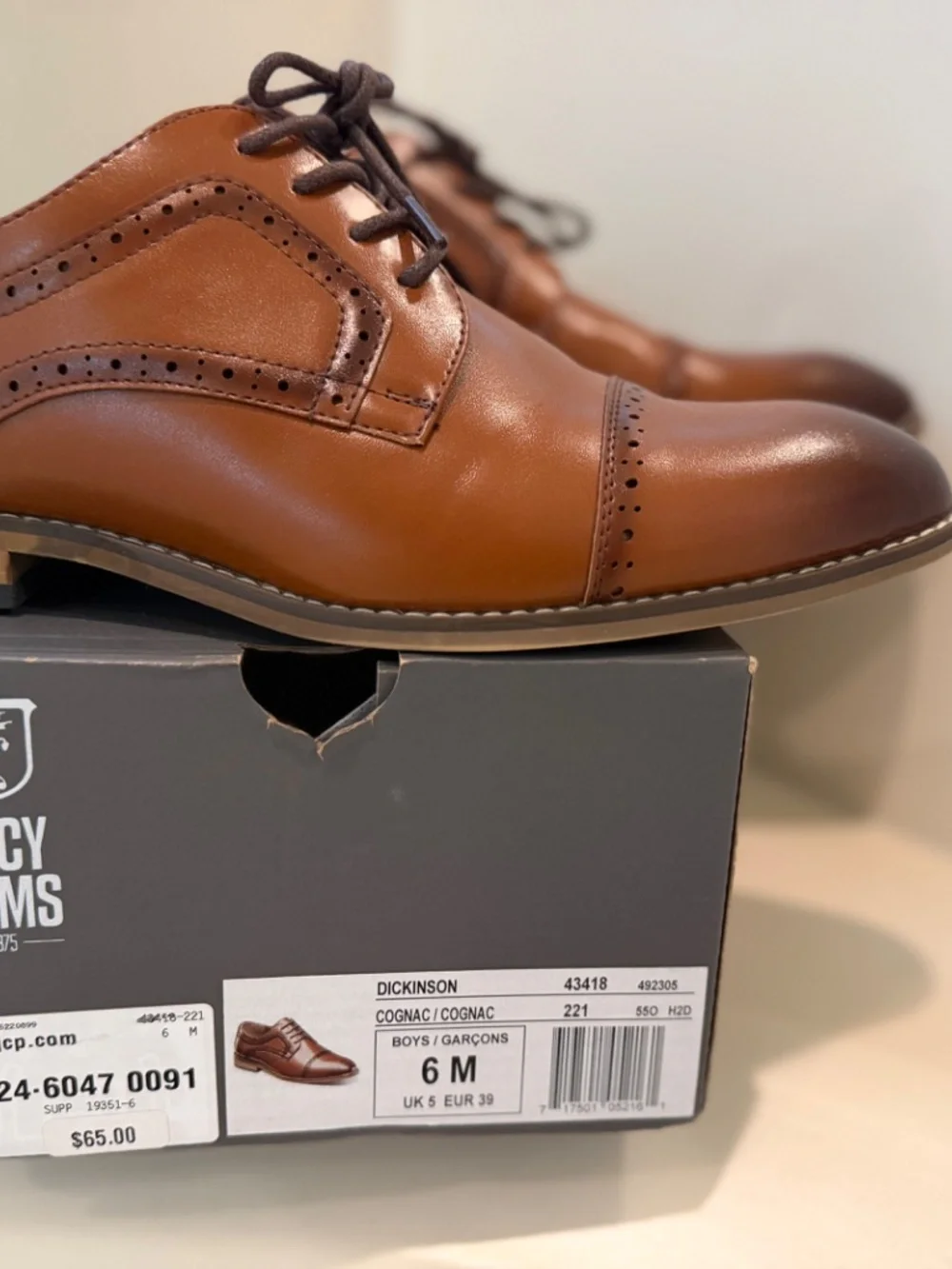 BOYS Size 6 Stacy Adam’s Dickinson Cognac Dress Shoes